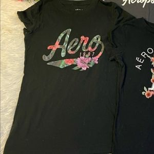 💝$8 or 4/$20! Aeropostale Black Classic Aero w/ Floral Logo T-Shirt Size Small